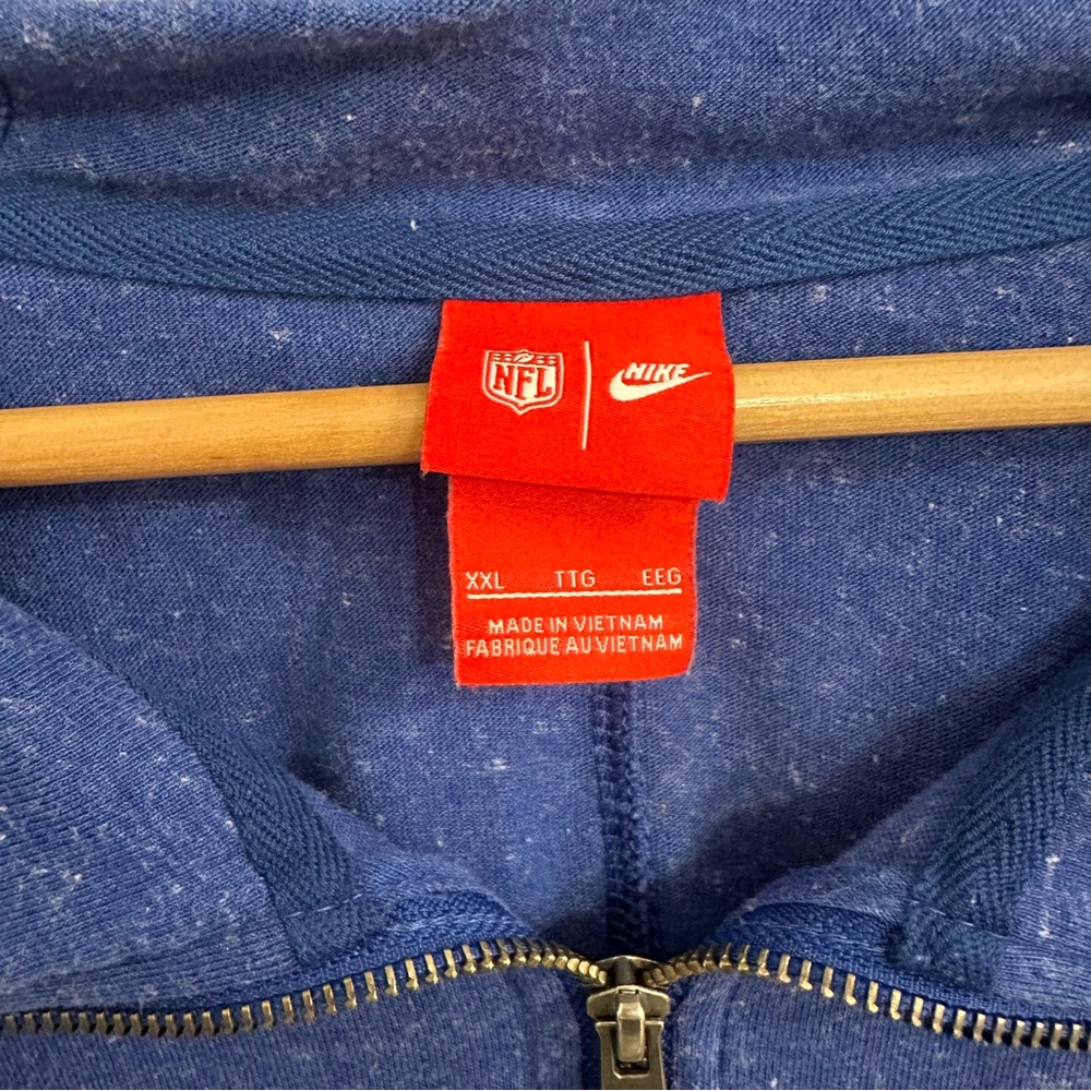 Nike NY Giants Zip Up Lightweight Hoodie Long Sleeve Heather Blue Women’s XXL - Picture 3 of 8